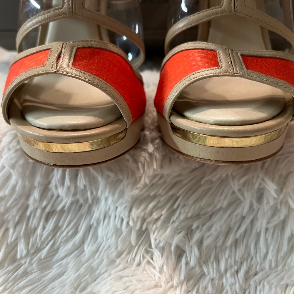 🎉HP🎉NWT BCBG Maxazria Ma-Hex Orange and Pink Heels - Picture 6 of 16